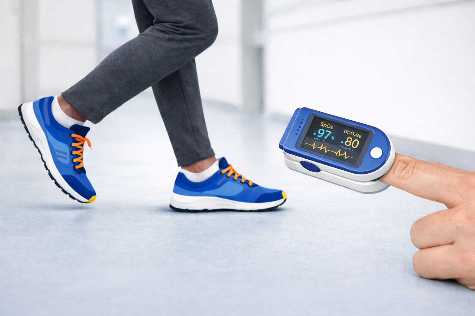 Six-minute walk test with oxygen monitoring