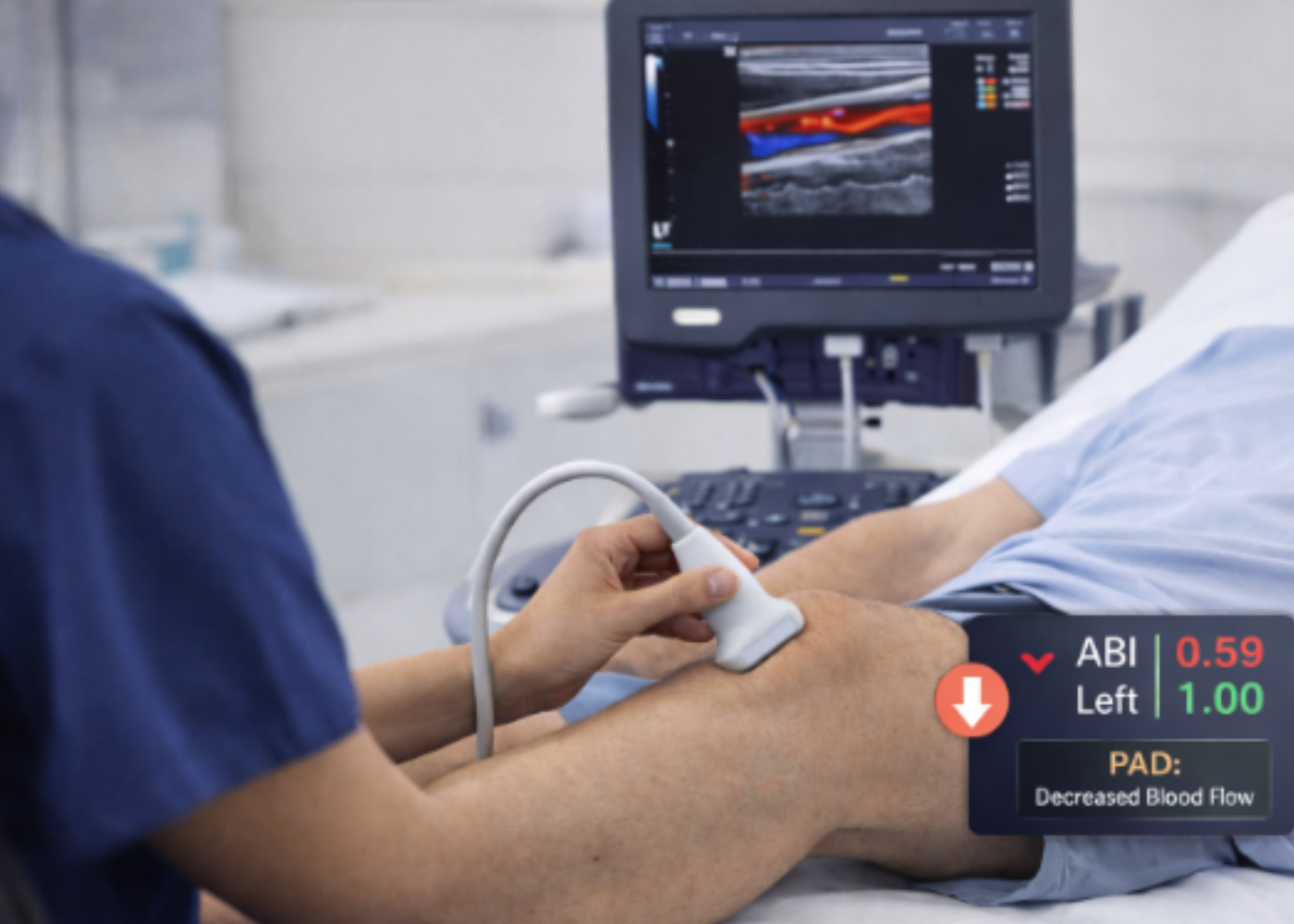 Arterial ultrasound of the arms and legs